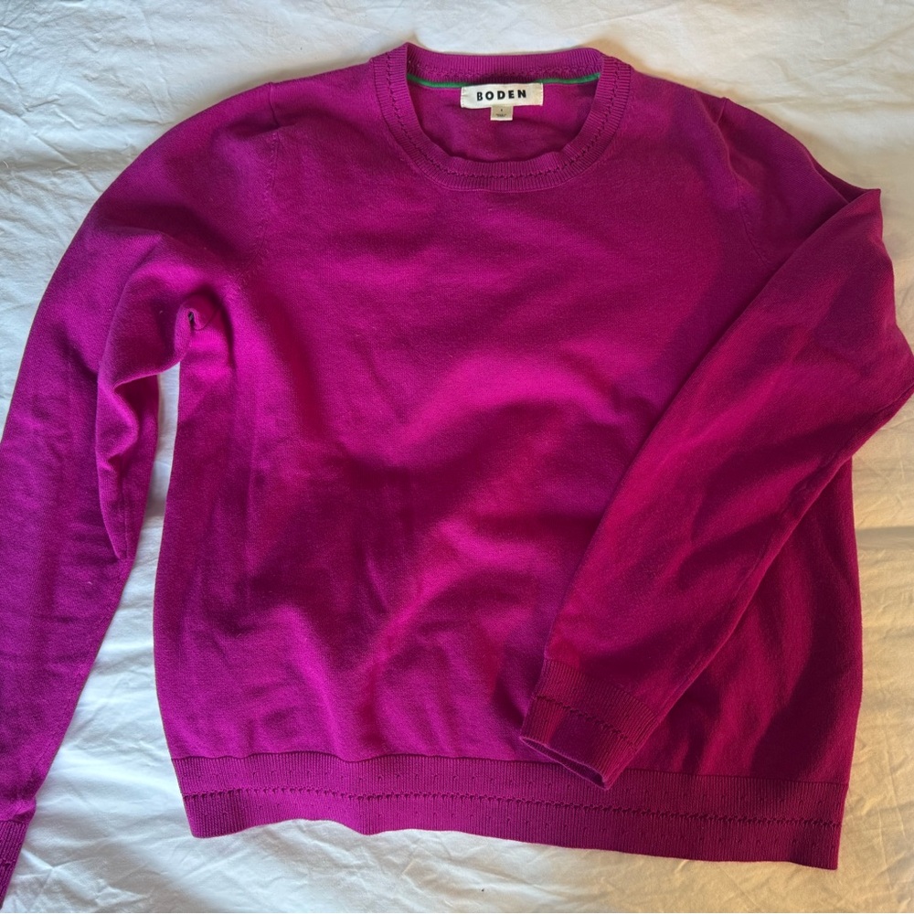 Boden Fuchsia Crew Neck Sweater